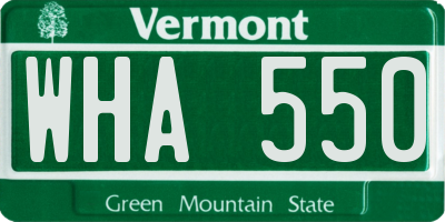 VT license plate WHA550