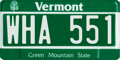 VT license plate WHA551
