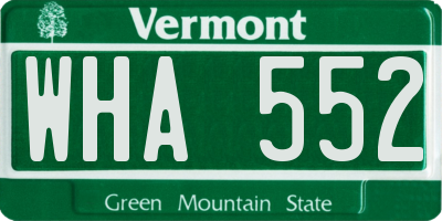 VT license plate WHA552