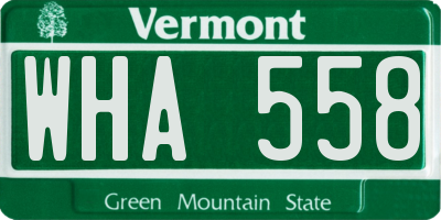 VT license plate WHA558
