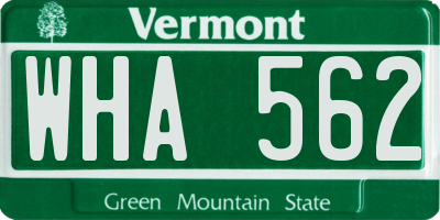 VT license plate WHA562