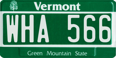 VT license plate WHA566