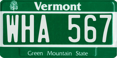 VT license plate WHA567