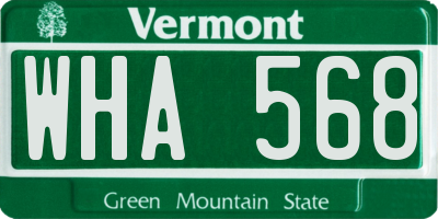 VT license plate WHA568