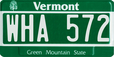 VT license plate WHA572