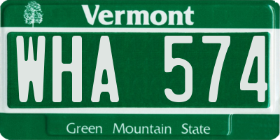 VT license plate WHA574