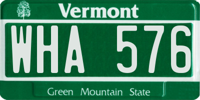 VT license plate WHA576