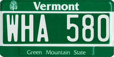 VT license plate WHA580