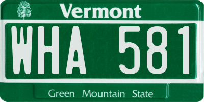 VT license plate WHA581