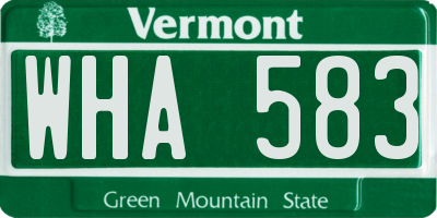 VT license plate WHA583