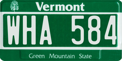 VT license plate WHA584