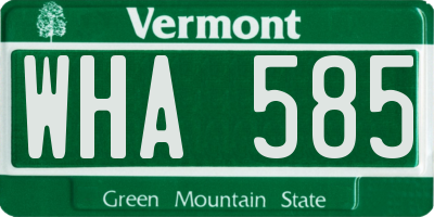 VT license plate WHA585