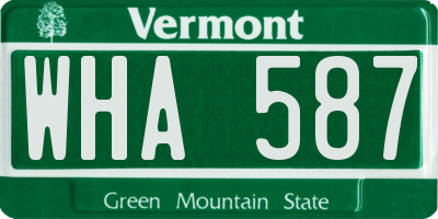 VT license plate WHA587