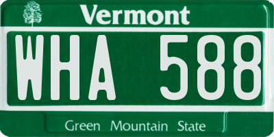 VT license plate WHA588