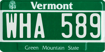VT license plate WHA589