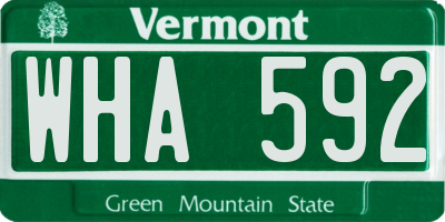 VT license plate WHA592