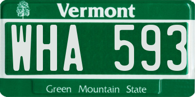 VT license plate WHA593