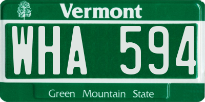VT license plate WHA594