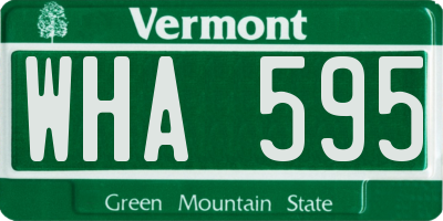VT license plate WHA595