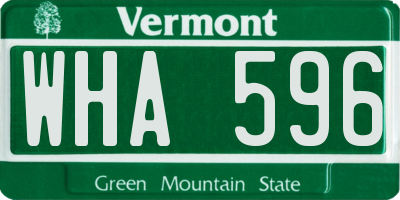 VT license plate WHA596