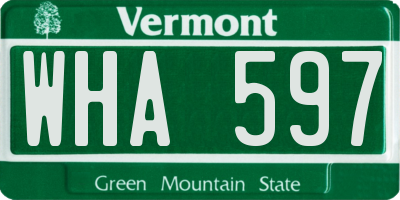 VT license plate WHA597