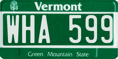 VT license plate WHA599