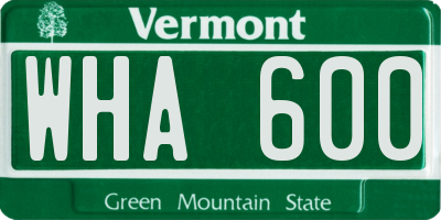 VT license plate WHA600