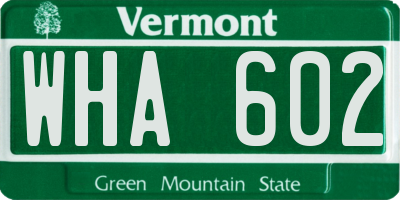 VT license plate WHA602