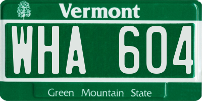 VT license plate WHA604