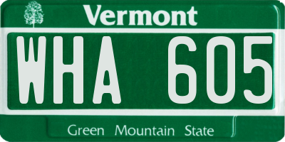 VT license plate WHA605