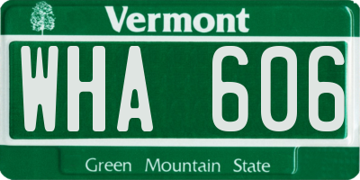 VT license plate WHA606