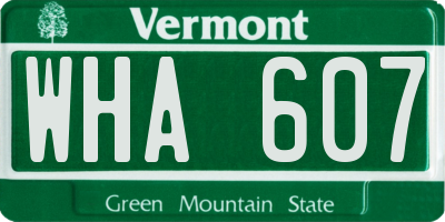 VT license plate WHA607