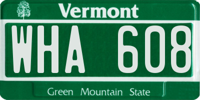 VT license plate WHA608