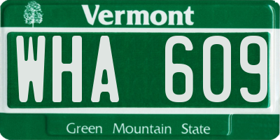 VT license plate WHA609