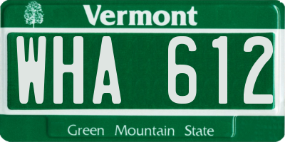 VT license plate WHA612