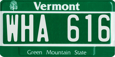 VT license plate WHA616