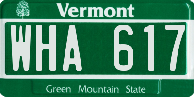 VT license plate WHA617