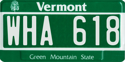 VT license plate WHA618