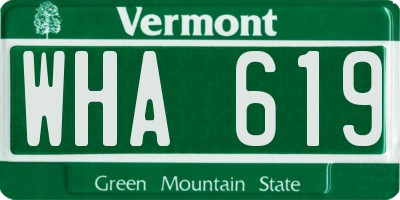 VT license plate WHA619