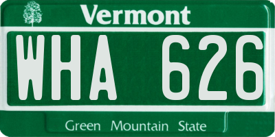 VT license plate WHA626