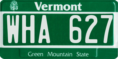 VT license plate WHA627