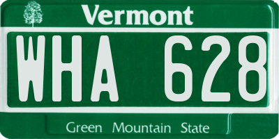 VT license plate WHA628