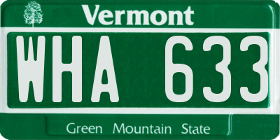 VT license plate WHA633