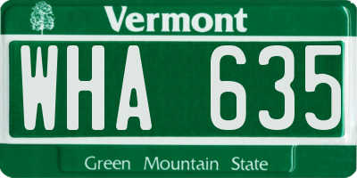 VT license plate WHA635