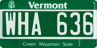 VT license plate WHA636
