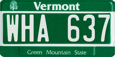 VT license plate WHA637