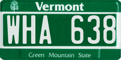 VT license plate WHA638