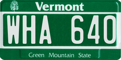VT license plate WHA640