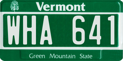 VT license plate WHA641