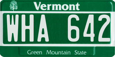 VT license plate WHA642